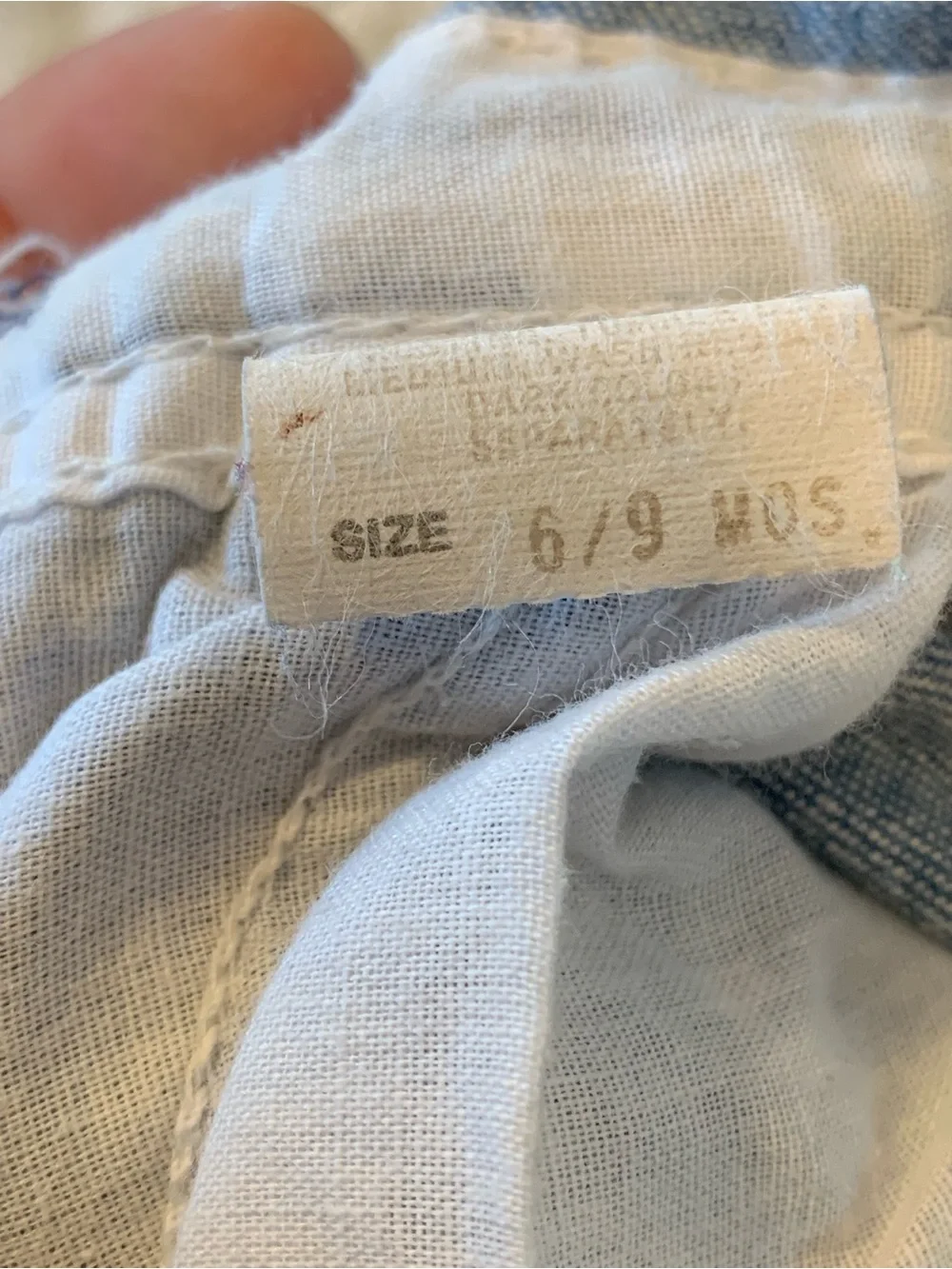 Oshkosh B’gosh Distressed Denim Blue Jean USA Made Toddler Overalls 6/9 months